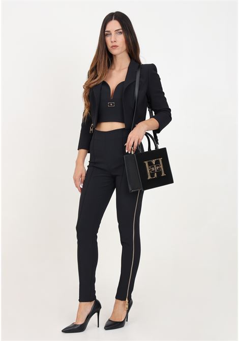 Elegant black trousers for women with side zip ELISABETTA FRANCHI | PA00546E2110